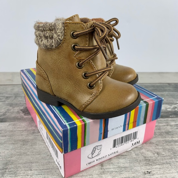 MIA Other - NEW NIB MIA Shoes Baby Boots Brown Lace up Size 3